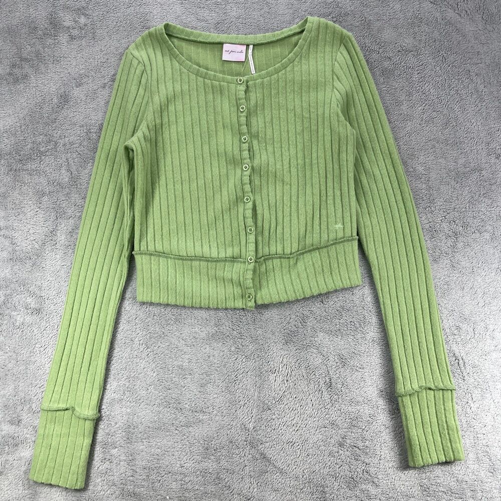 Out From Under Urban Outfitters Suki Ribbed Cardigan Sweater Womens Medium Green